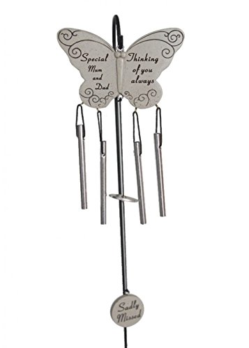 Mum and DAD Butterfly Wind Chime Memorial/GRAVESIDE Tribute.