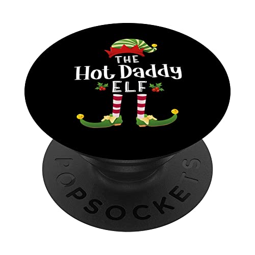 Hot Daddy Christmas Elf Matching Pajama X-Mas Party PopSockets Swappable PopGrip, Black