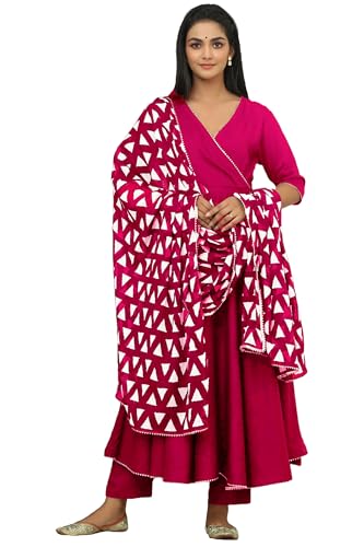 Kurta rose pour femme avec pantalon et dupatta en taille 42