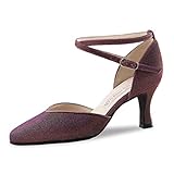 Made in Italy Werner Kern - Mujeres Zapatos de Baile Bella - Brocado Violeta - 6,5 cm [UK 6,5]