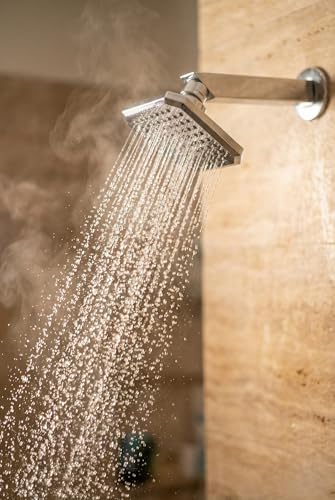 Image of KABA by ACQUASO 4x4 inch Inch Overhead Shower | High Pressure Rain Spa System For Luxury Bathroom | ABS Rainfall Showerhead Easy Install with 9 inch Steel ARM (OREO)