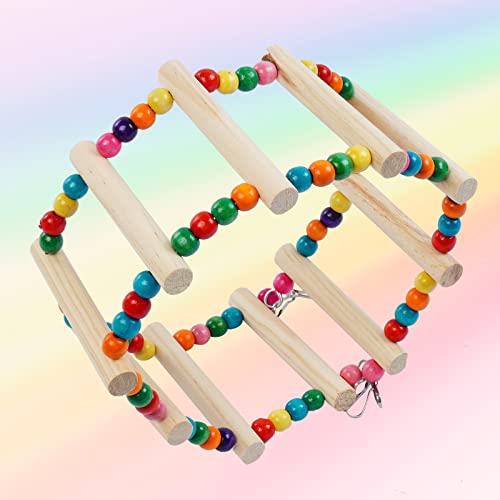 Bird Ladder Toys, Bird Wood Perch Platform Stand With 10 Ladders, Parakeet Cockatiel Training Swing Bridge, Pet Bird Cage Accessories, Colorful Wooden Climbing Step Ladders For Parrot Budgie Conures #TOP3