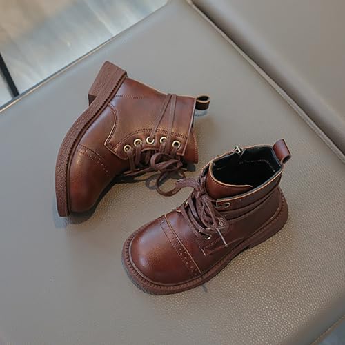 IWIHMIV Girl Ankle Boots Kids Warm Side Zipper Leather Short Booties Winter Non Slip Outdoor Riding Short Boots4