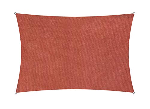Lumaland Sonnensegel Rechteckig 3 x 4 Meter | Wetterbeständiger Sonnenschutz inkl. Befestigungsseile | Terrasse, Garten & Balkon Schattenspender aus HDPE Segelstoff mit UV Schutz [Terracotta]