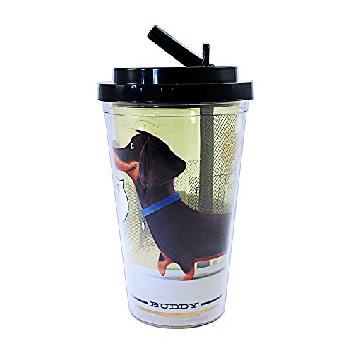 Silver Buffalo PT1184 Universal The Secret Life of Pets Buddy Plastic Cold Cup with Flip Straw, 16-Ounces