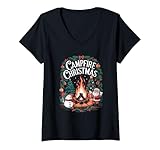 Photo Gallery donna merry christmas campfire family camping xmas pajamas maglietta con collo a v Photo Gallery donna merry christmas campfire family camping xmas pajamas maglietta con collo a v
