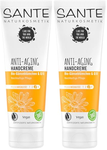 SANTE Naturkosmetik Anti Aging Handcreme, Vegan, Sheabutter und Bio-Gänseblümchen, Natürliche Handpflege, 75 ml (Packung mit 2)