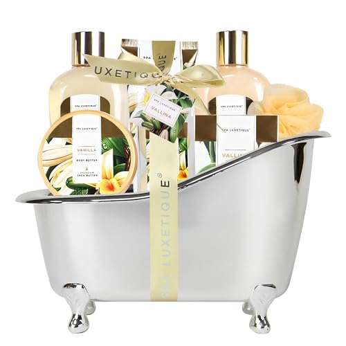 Spa Luxetique Spa Gift Sets, Gifts for Her, 8pcs Vanilla Bath Set with Body Butter, Bubble Bath, Bath Bomb, Spa Sets for Women Gifts, Mothers Day Gifts
