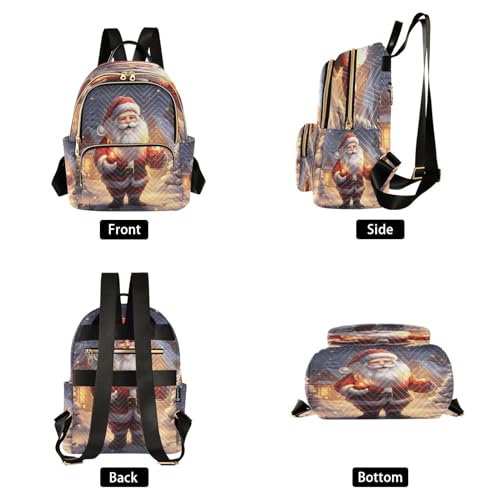 Image of ALAZA Lovely Santa Claus Snowman Snow Christmas Women Backpack Purse Ladies Fashion Shoulder Bag Daypack Travel Bag 7.5L