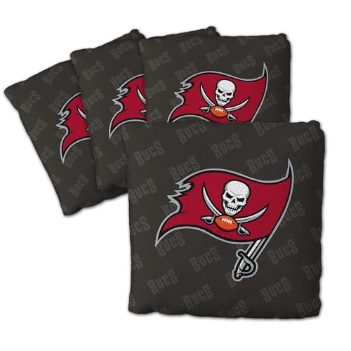 YouTheFan Officially-Licensed NFL Tampa Bay Buccaneers Set of 4 Cornhole Bags - All Weather Regulation 6” x 6” Size - 16oz Weight - Designed in USA