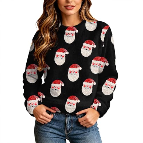 Ugly Christmas Sweaters for Women Santa Pullover Funny Xmas Holiday Tops - image 1