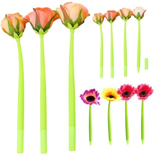 Set de 11 bolígrafos florales con tinta gel negro