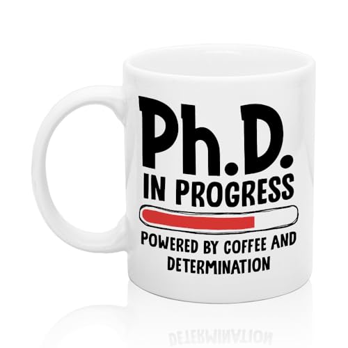 Taza de cerámica para café Ph.D. 11 oz blanca miniatura 1