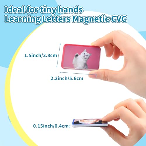 Colarr 70 Pcs Magnetic CVC Photo Objects Real-Life Images Fridge Magnets Speech Therapy Toys for Learn to Read Spelling Reading Learning Phonics Manipulatives for Phonics and Vocabulary Development - Image 2