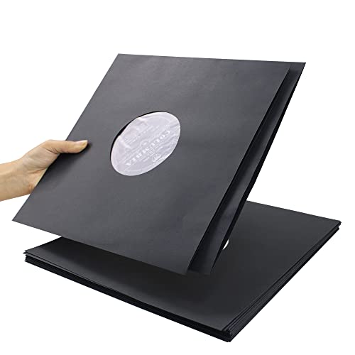 Record Pro 20 Inner Sleeves For Vinyl Records,Poly Lined Paper Protective Lp Vinyl Record Sleeves (90 Gsm Black Kraft Paper) Provide Your Lp Collection #TOP2