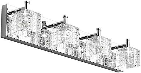 Ralbay Crystal Vainness Mild Fixtures 4 Lights LED Fashionable Chrome Vainness Mild Toilet Fixtures Over Mirror LED Fashionable Crystal Vainness Lights