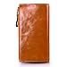 Obosoyo Women's RFID Blocking Large Capacity Luxury Wax Genuine Leather Clutch Wallet Card Holder Organizer Ladies Purse Yellowish Brown