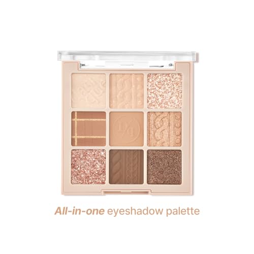 dasique Shadow Palette #15 Beige Knit l Vegan, Cruelty-Free l 9 Blendable Shades in Smooth Matte and Shimmer Finishes with Gorgeous Pearls