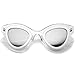 Womens High Fashion Two-Toned Mirrored Cat Eye Sunglasses 42mm (Clear-White/Silver Mirror)