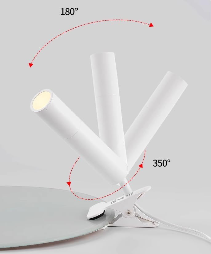 Yequandec White Metal 3W 3000K Warm Light Spot Light Clip Mount Adjusted Angle Clamp Accent Lighting 5.2 Feet Plug Cord for Stage Background Rental House