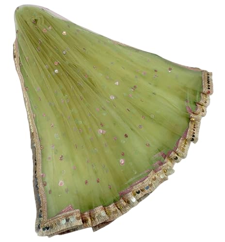 Image of Navti Creations Women's Lightweight Net Dupatta With Sequence Embroidery & Kiran Border (Length 2.25m)