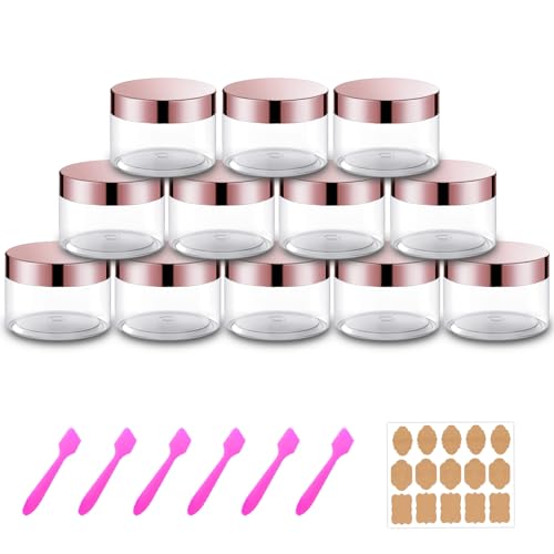 AMORIX 12 Pack 4 oz Small Plastic Containers with Lids+12 Pack 20g/20ml Cosmetic Sample Jar - for Lip Scrub, Body Butters, Cream, Slime, Craft Storage