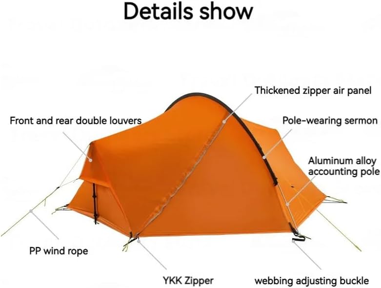 Miniatura 5 de Tienda doble ligera para acampar y senderismo al aire libre, impermeable y resistente al viento