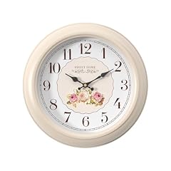Abdurey Sweet French Rose Style Wall Clock, Battery Operated Silent, Creamy White Decorative Wall photo Abdurey Sweet French Rose Style Wall Clock, Battery Operated Silent, Creamy White Decorative Wall