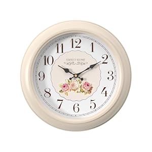 Abdurey Sweet French Decorative Wall Clock,Creamy White Rose Style