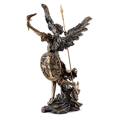Estatua Arcángel Uriel en Bronce Fundido 13.75 pulg miniatura 3