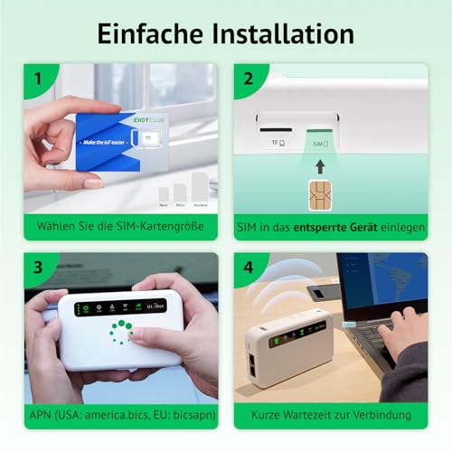 Verpackung der EIOTCLUB SIM zeigt detaillierte Specs wie 2GB/30 Tage - Detailansicht von EIOTCLUB Globale SIM-Karte 2GB...