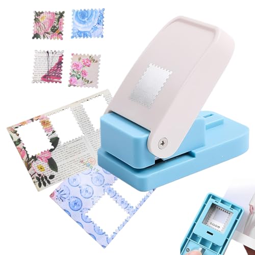 1X0.8inch Rectangular Postage Stamp Punch, Stamp Puncher for DIY Card Making, Paper Crafting, Rectangle Lever Action Punch (1*Pu