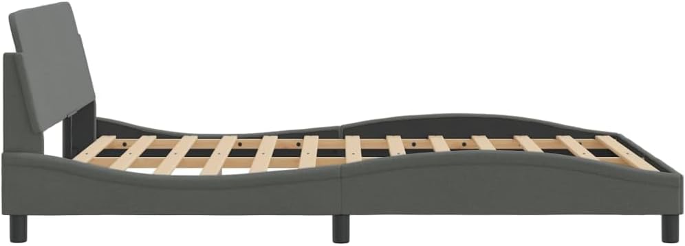 vidaXL Bed Frame Dover, Double Bed, Bedroom Furniture, Bed Base, Platform Bed Frame, Mattress Foundation, Modern Style, Dark Gray 53.9"x74.8" Full Fabric