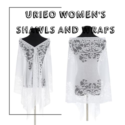 Urieo Lace Shawl for Women, White Shawls and Wraps for Evening Dresses2