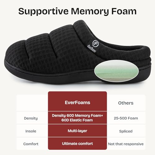 EverFoams Women's Cozy Waffle Slippers Soft Quilted Memory Foam Indoor House Shoes4
