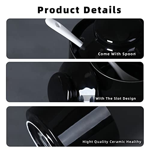 ONTUBE Ceramic Sugar Bowl with Lid and Spoon