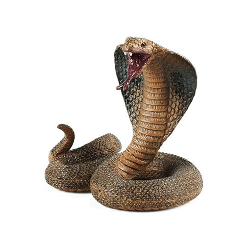 BACALYSO | フードコブラ フィギュア 10.2CM級 蛇 ヘビ 動物 有鱗目 コブラ科 毒蛇 塗装済 可愛い 玩具 リアル PVC 完成品 プラモデル おもちゃ 置物 道具 模型 (ブラック)