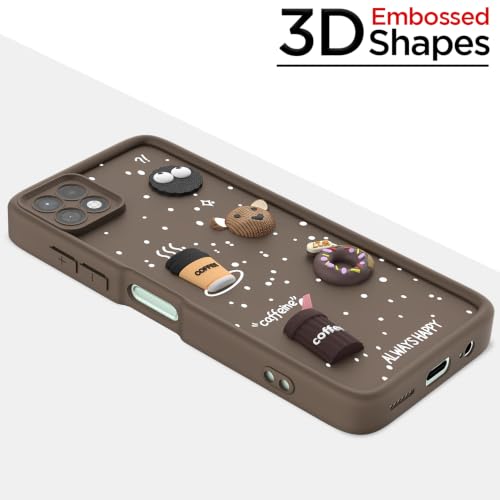 Image of Pikkme Back Cover for Samsung Galaxy A22 5G | 3D Bear Silicone Cute & Fun Coffee Cartoon | Full Body Protection Bumper Case (Brown)