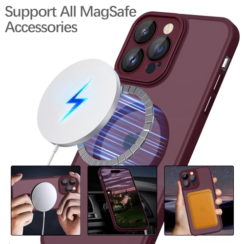 YUANDMI für iPhone 15 Pro Hülle kompatibel mit MagSafe Dunkel Rot – Ansicht 5
