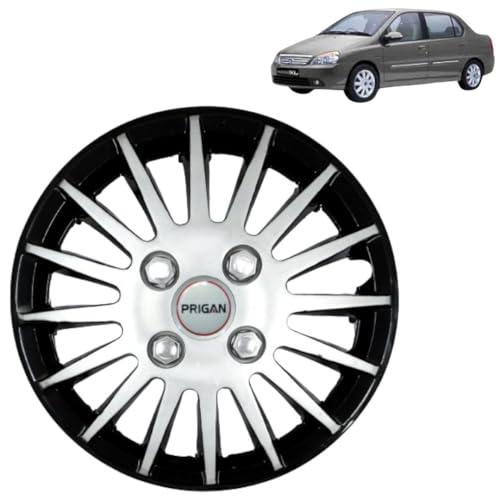Image of PRIGAN Indigo Black Silver Wheel Cover 14 inch for Indigo (Set of 4 Pcs) (Press Fitting) Model- Camry DC 14