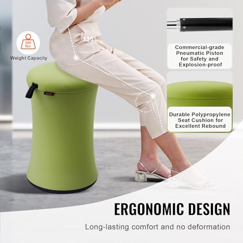 Image of VEVOR Wobble Chair, Height-Adjustable (19.3-25 inch) Wobble Chair with Fabric Cover, Flexible Seating Wobble Stool Made of Iron & Sponge, Ideal for School, Office & Home, 20 Tilt Angle, Age 12-18, Green