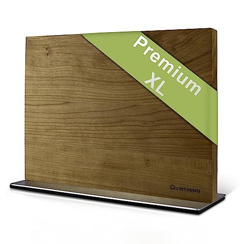 QUINTESSIO - XL portacoltelli da cucina magnetico - ceppo coltelli vuoto magnetico bifacciale - porta coltelli da cucina - ceppo coltelli da cucina vuoto - ceppo coltelli vuoto in legno - ciliegia