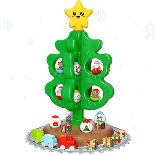 Image of maysida Baby First Mini Christmas Tree for Kids, Learning Toys Colorful Plastic Finger Puppets Snowman /Elk /Santa Tumblers for Toddlers, New Xmas Gifts for Girls Boys, Christmas Decorations Indoor