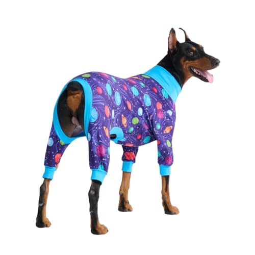 Image of Spark Paws Dog Pajama, Dog Recovery Suit Male, Onesie, Ultra-Soft and 4-Way Stretch, for Small Medium and Large Breeds - Planets - 4XL