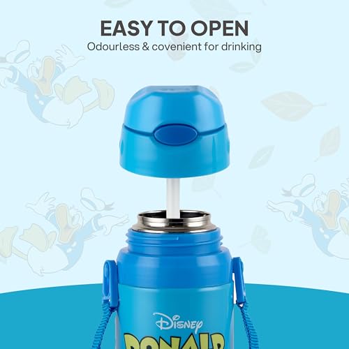 Image of Cello Kidzbee Autumn 400 Donald Duck Design Insulated Kids Sipper Water Bottle 400 ml | Food Grade, 3D Touch & Feel Design, BPA Free, Leakproof Easy Press Open Flip Top Cap Insulated Kids Water Bottle
