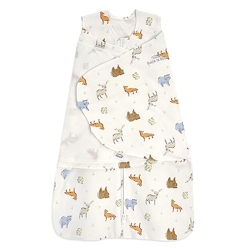 Image of HALO 100% Cotton Sleepsack Swaddle, 3-Way Adjustable Wearable Blanket, TOG 1.5, Forest Friends, Newborn, 0-3 Months