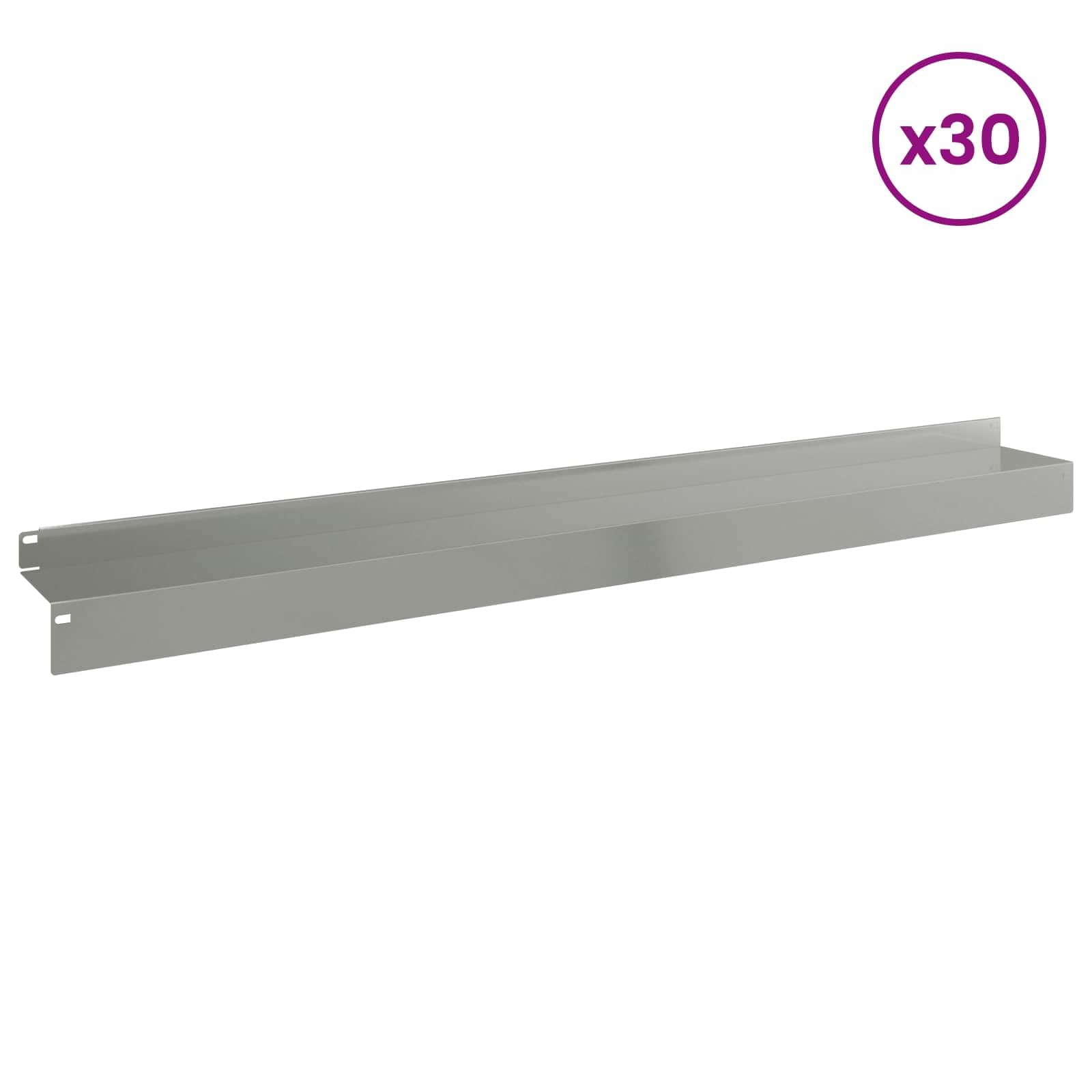 Obramowanie trawnika, 30 sztuk, 100 x 10 x 8 cm, stalowe, srebrne, odporne na warunki atmosferyczne, wytrzymałe, plastyczne, elastyczne systemy wtykowe, trwałe ograniczenie drogi i