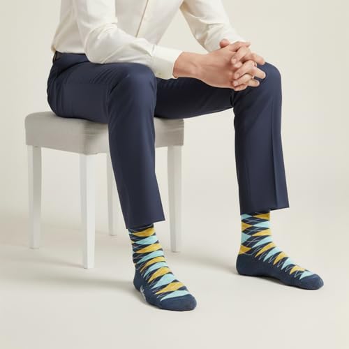 Image of Hush Puppies Men's Crew Length Cotton Socks - Multicolor, Free Size (Pack of 3) | Lightweight, Stretchable & Durable Daily Wear Socks