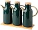 Mavoorick 800 ml ciemnozielona butelka na olej ceramiczny dozownik olejku cruet dozownik oliwek dozownik przypraw ocet, butelki do przechowywania sosów - C