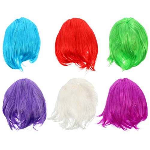 FRCOLOR 6Pcs Bob Perucas Perucas de Cabelo Humano Reto Curto Na Altura Dos Ombros Pastel Bob Peruca